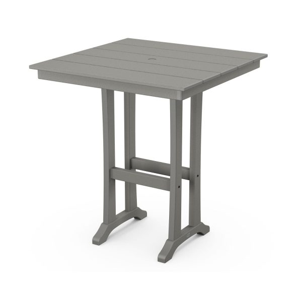 POLYWOOD 37-Inch Farmhouse Trestle Bar Table - Slate Grey