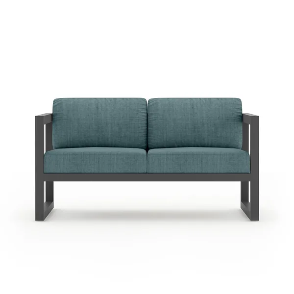 Misty Cove 2 Person Aluminum Loveseat in Slate/Cast Lagoon by Lakeview Outdoor Designs