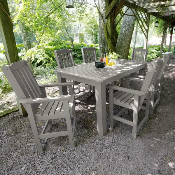 Hart Lane 7 Pc Recycled Plastic Rectangular Counter Height Dining Set in Harbor Gray by Lakeview Outdoor Designs