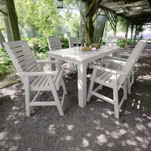 Elm Pointe 7 Pc Recycled Plastic Rectangular Counter Height Dining Set in White by Lakeview Outdoor Designs