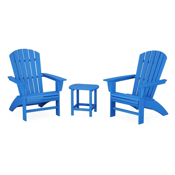 Nautical 3 Pc Recycled Plastic Seating Set in Pacific Blue by POLYWOOD