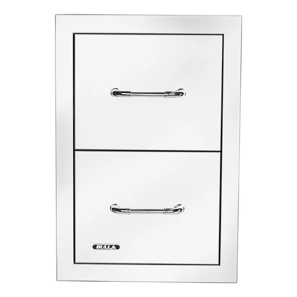 Bull 15-Inch Stainless Steel Double Access Drawer W/ Reveal - 56990
