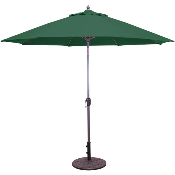 Galtech 9 Ft. Octagonal Aluminum Patio Market Umbrella W/ Crank Lift And Auto Tilt - Charcoal Frame W/ Sunbrella Canvas Forest Green Canopy
