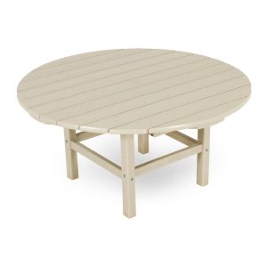 38 Inch Round Recycled Plastic Coffee Table in Sand by POLYWOOD