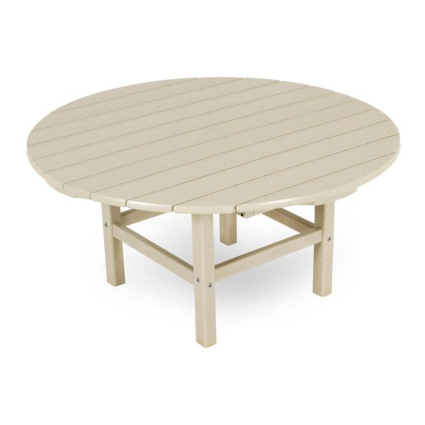 38 Inch Round Recycled Plastic Coffee Table in Sand by POLYWOOD