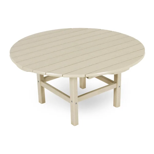 38 Inch Round Recycled Plastic Coffee Table in Sand by POLYWOOD