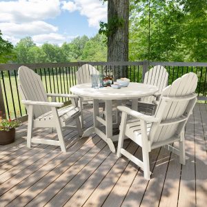 Dream Bay 5 Pc Recycled Plastic Dining Set in Whitewash by Lakeview