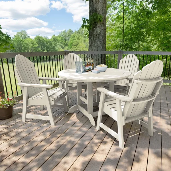 Dream Bay 5 Pc Recycled Plastic Dining Set in Whitewash by Lakeview