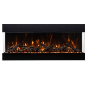 Amantii Tru View Bespoke 45-Inch Built-In Indoor/Outdoor WiFi Enabled, Bluetooth Capable Three Sided Electric Fireplace W/ 20-Inch Tall Glass Viewing - TRV-45-BESPOKE