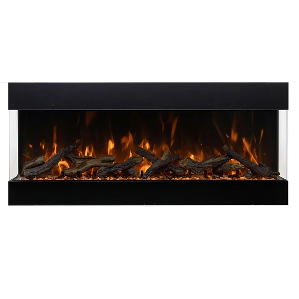 Amantii Tru View Bespoke 45-Inch Built-In Indoor/Outdoor WiFi Enabled, Bluetooth Capable Three Sided Electric Fireplace W/ 20-Inch Tall Glass Viewing - TRV-45-BESPOKE