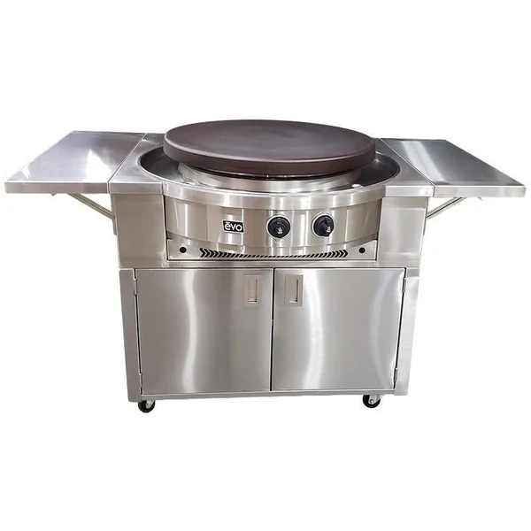 EVO Affinity 30G Flattop Propane Gas Grill On Stainless Steel Cart w/ Non-Stick Ceramic Clad Coating - 10-0055-LP