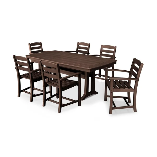 POLYWOOD La Casa Cafe 7 Piece Arm Chair Dining Set - Mahogany