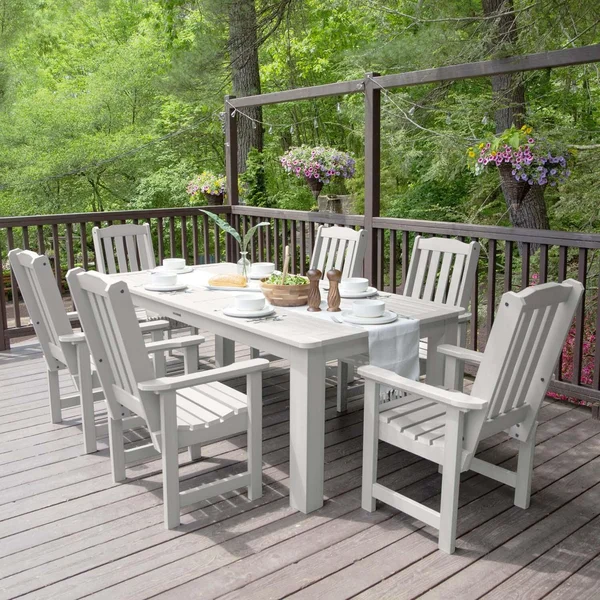 Hart Lane 7 Pc Recycled Plastic Dining Set in White by Lakeview Outdoor Designs