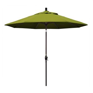California Umbrella 9 Ft. Octagonal Aluminum Push Button Tilt Patio Umbrella W/ Crank Lift & Aluminum Ribs - Bronze Frame / Olefin Kiwi Canopy