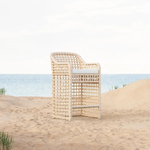 Kiawah Wicker Bar Stool in Almond/Cloud By Azzurro Living