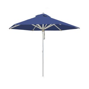 Bambrella 9 Ft. Hexagonal Aluminum Santa Ana Market Umbrella Set w/ 66 Lb. Through-The-Table Base in Ocean Blue