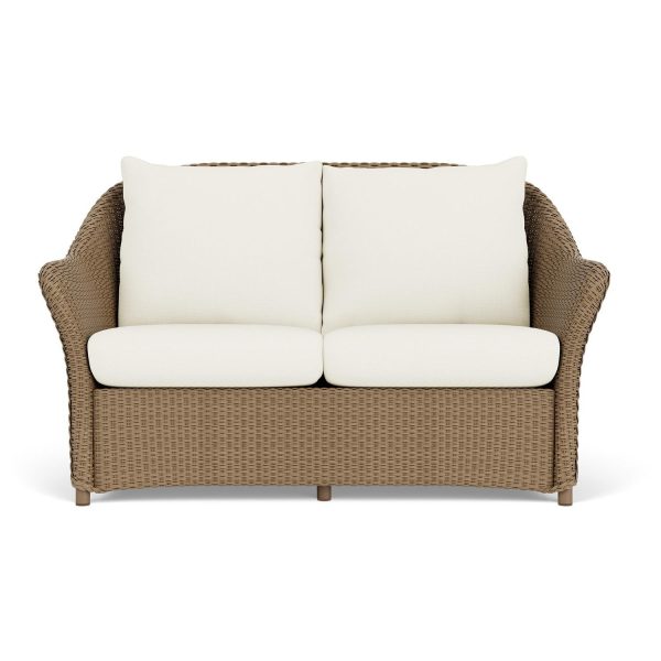 Weekend Retreat Lloyd Loom Loveseat in Fawn/Sailcloth Salt by Lloyd Flanders