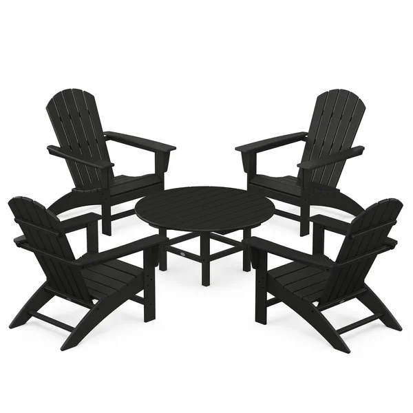 Nautical 5 Pc Recycled Plastic Seating Set in Black by POLYWOOD