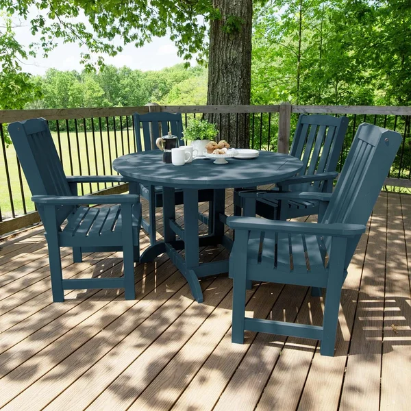 Hart Lane 5 Pc Recycled Plastic Dining Set in Nantucket Blue by Lakeview