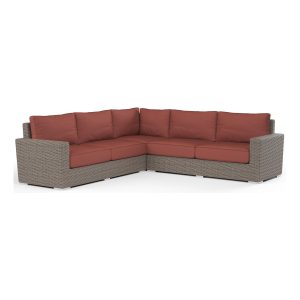 Coronado 5 Person Wicker Sofa in Driftwood/Canvas Henna by Sunset West