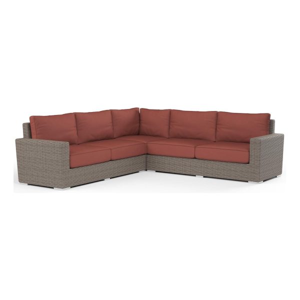 Coronado 5 Person Wicker Sofa in Driftwood/Canvas Henna by Sunset West