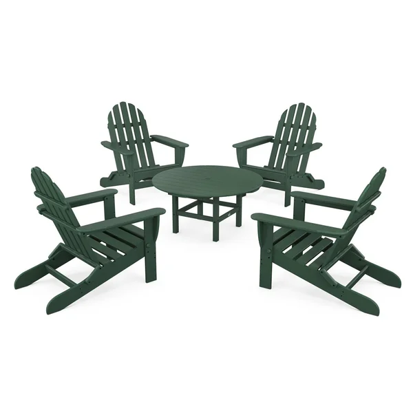 Classic Adirondack 5 Pc Recycled Plastic Seating Set in Green by POLYWOOD