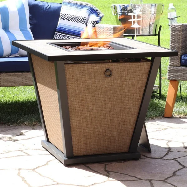 28 Inch Square Steel Propane Fire Pit Table in by Ultimate Patio