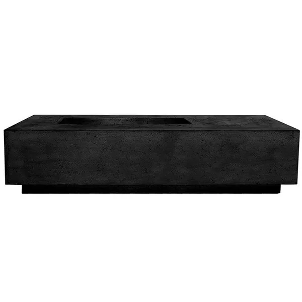 Cascata Bay 5 80 Inch Rectangular GFRC Propane Fire Pit Table in Ebony by Lakeview Outdoor Designs