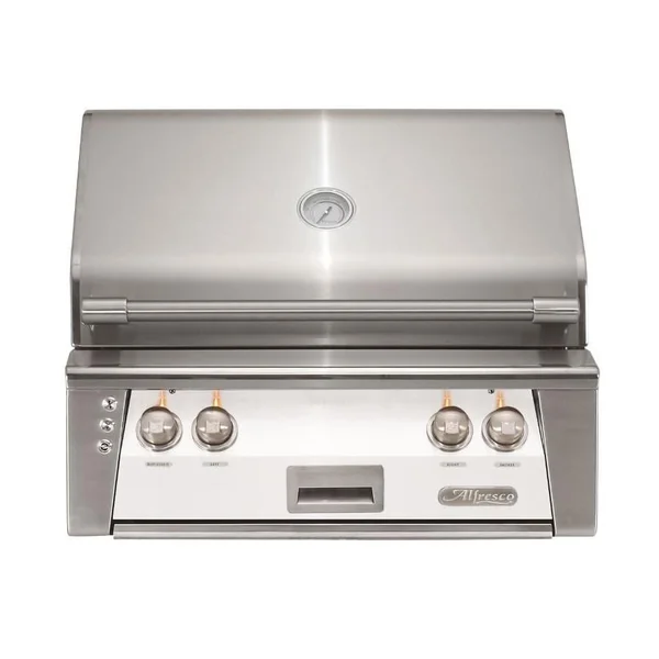 Alfresco ALXE 30-Inch Built-In Natural Gas Grill With Rotisserie in Signal White Matte - ALXE-30-NG-SM9003