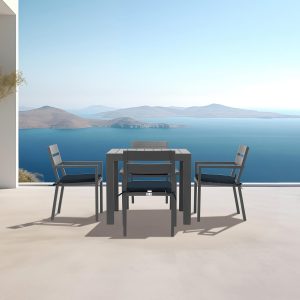 Calm Bay Classic 5 Pc Square Aluminum Dining Set in Slate/Spectrum Indigo by Lakeview Outdoor Designs