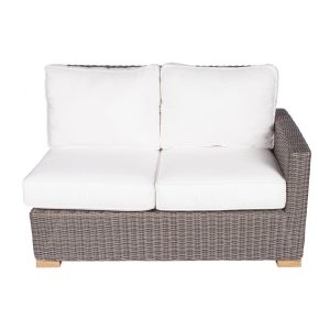 Sanibel Resin Wicker Sectional Right Arm Loveseat in Natural/Canvas Natural by Royal Teak Collection