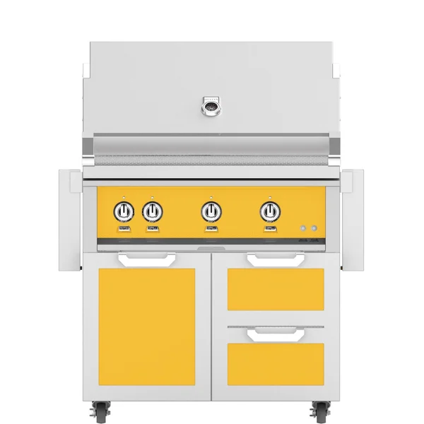 Hestan 36-Inch Propane Gas Grill W/ Rotisserie On Double Drawer & Door Tower Cart - Sol - GABR36-LP-YW