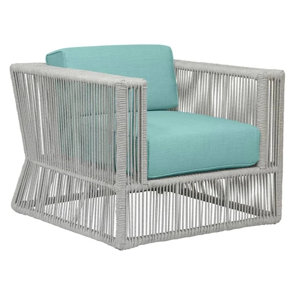 Miami Olefin Rope Patio Club Chair in Dupione Celeste w/ Self Welt by Sunset West