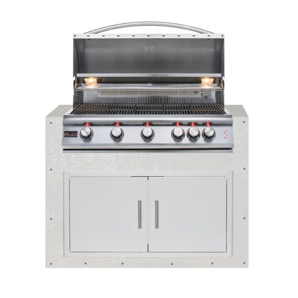 BBQGuys Signature 48-Inch Ready for Finish Outdoor Kitchen Module w/ Blaze LTE 40-Inch Propane Grill & Double Doors