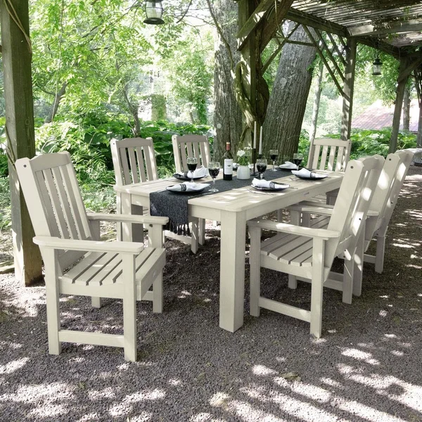 Hart Lane 7 Pc Recycled Plastic Rectangular Dining Set in Whitewash by Lakeview Outdoor Designs