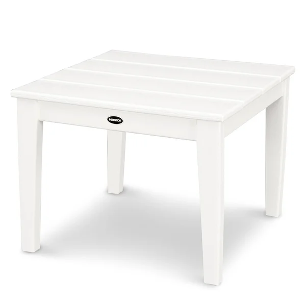 Newport 22 Inch Square Recycled Plastic End Table in White by POLYWOOD