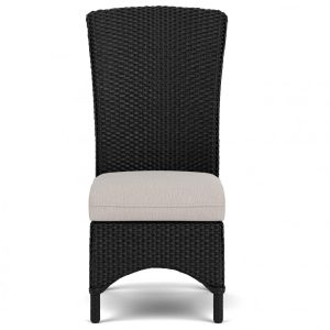 Mandalay Wicker Dining Side Chair in Ebony/Remy Cloud By Lloyd Flanders
