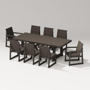 Elevate 9 Pc A-Frame Table Dining Set in Vintage Coffee By PW Designer Series