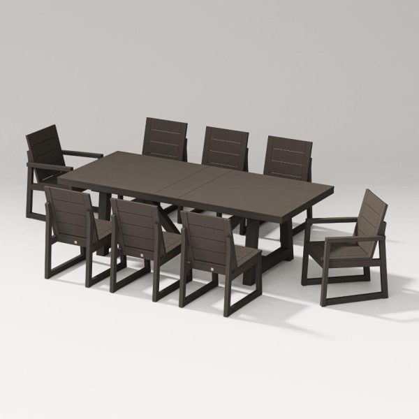 Elevate 9 Pc A-Frame Table Dining Set in Vintage Coffee By PW Designer Series