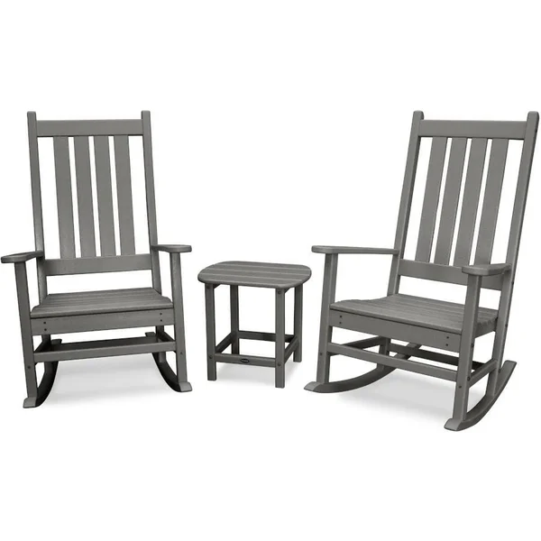 Vineyard 3 Pc Recycled Plastic Seating Set in Slate Gray by POLYWOOD