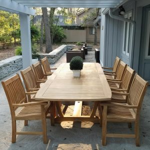 Compass 9 Piece Teak Patio Dining Set W/ 84 X 43 Inch Rectangular Extension Table By Royal Teak Collection