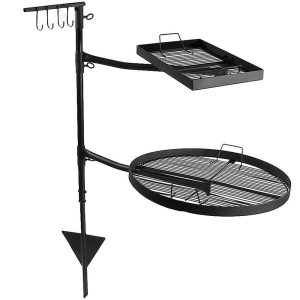 Ultimate Patio Steel Dual Fire Pit Campfire Cooking Grill System
