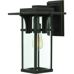 Hinkley Lighting Manhattan One Light 15-Inch Outdoor Wall Light W/ Clear Glass - Oil Rubbed Bronze - 2324OZ