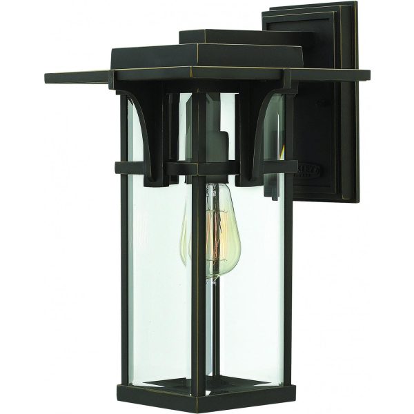Hinkley Lighting Manhattan One Light 15-Inch Outdoor Wall Light W/ Clear Glass - Oil Rubbed Bronze - 2324OZ