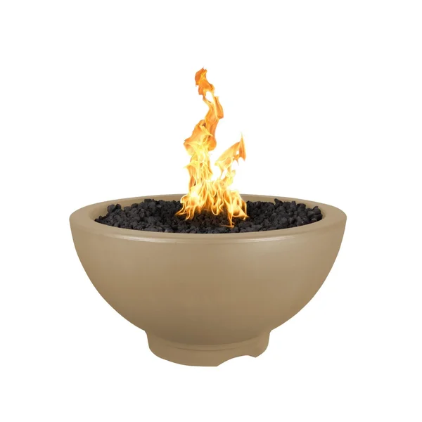 Sonoma 38 Inch Round GFRC Natural Gas Fire Pit in Brown by The Outdoor Plus