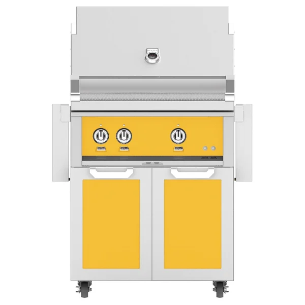 Hestan 30-Inch Natural Gas Grill W/ Sear Burner & Rotisserie On Double Door Tower Cart - Sol - GMBR30-NG-YW