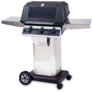 MHP Tri-Burn W3G4DD Propane Gas Grill With SearMagic Grids On Stainless Cart