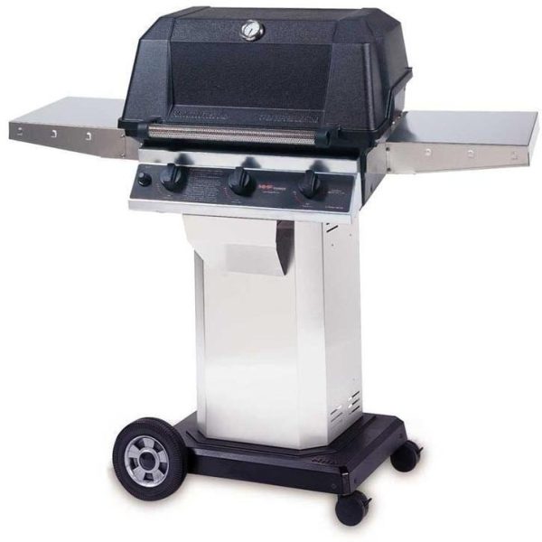 MHP Tri-Burn W3G4DD Propane Gas Grill With SearMagic Grids On Stainless Cart