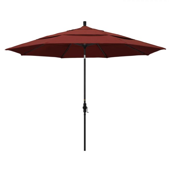 California Umbrella 11 Ft. Octagonal Aluminum Collar Tilt Patio Umbrella W/ Crank Lift & Aluminum Ribs - Stone Black Frame / Sunbrella Canvas Henna Canopy