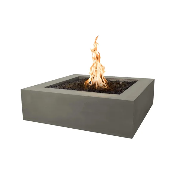 Quad 36 Inch Square GFRC Propane Fire Pit w/ Glow Plug in Ash by The Outdoor Plus